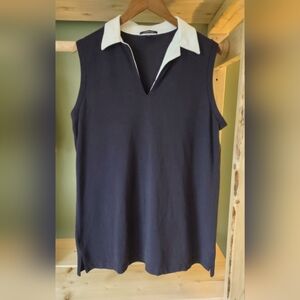 Lands End Womens Sleeveless Navy Tank Top Size Large